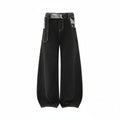 Men's Black Denim Jeans with Plaid Pocket Detail