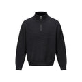 Men's Oversized Quarter-Zip Pullover Sweatshirt - Black