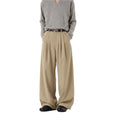 Men's Double Pleated Wide Leg Dress Trousers - Khaki