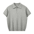 Men's Cable Knit Short Sleeve Polo Shirt - Neutral Tones