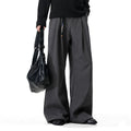Men's Pleated Wide Leg Dress Pants with Charm Detail