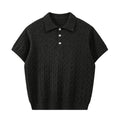 Men's Cable Knit Short Sleeve Polo Shirt